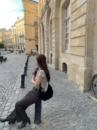 French pleated wide slacks