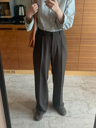 French pleated wide slacks