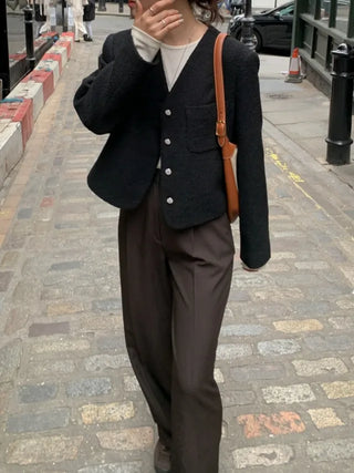 French pleated wide slacks