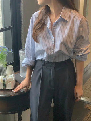 Natural Loose Fit Striped Shirt