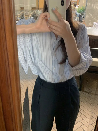 Natural Loose Fit Striped Shirt