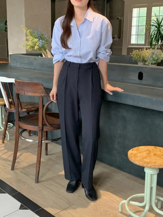 French pleated wide slacks