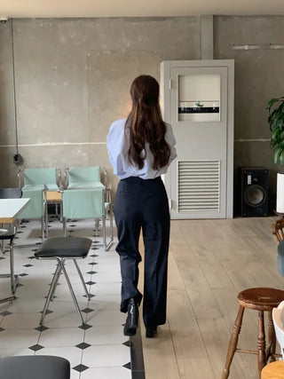 French pleated wide slacks