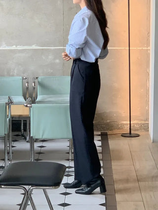 French pleated wide slacks
