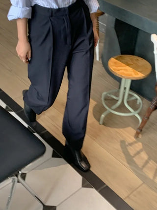 French pleated wide slacks