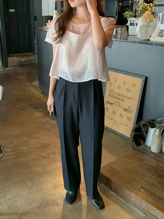 French pleated wide slacks