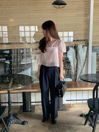 French pleated wide slacks