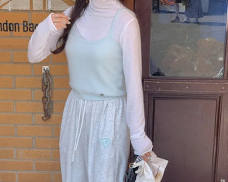 Mint-colored wool angora knit bustier