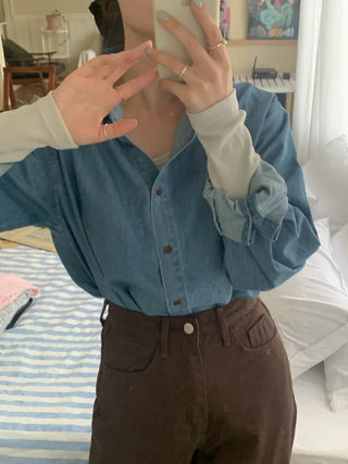 Loose-fit denim shirt