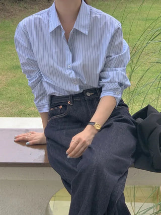 Natural Loose Fit Striped Shirt