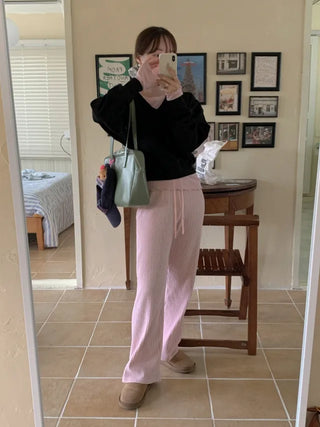 Cropped V-neck loose-fit sweatshirt (4c)