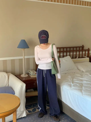 Wide-leg fleece-lined track pants