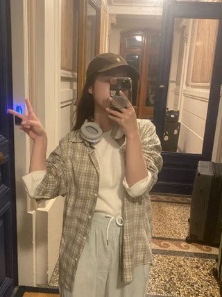 Loose-fit check shirt