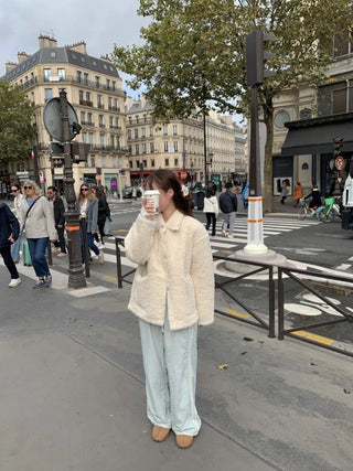 Wide-leg fleece-lined track pants