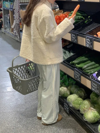 Wide-leg fleece-lined track pants
