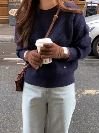 Loose-fit cropped round knit