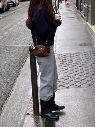 Loose-fit cropped round knit