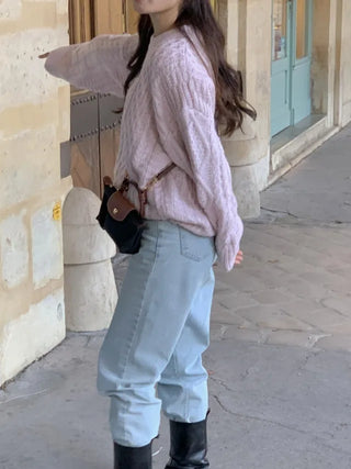 Autumn Days Semi-Wide Wash Denim Pants