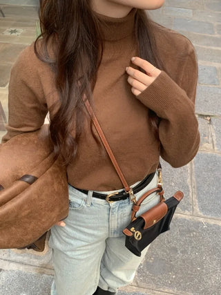Whole Garment Cashmere Wool Turtleneck Knit