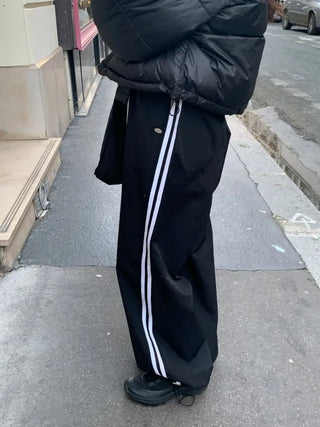 Wide-leg fleece-lined track pants