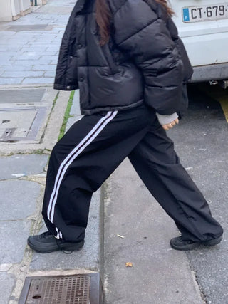 Wide-leg fleece-lined track pants
