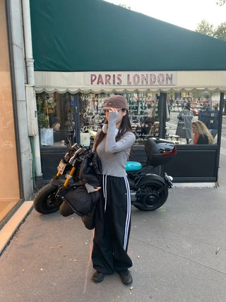 Wide-leg fleece-lined track pants