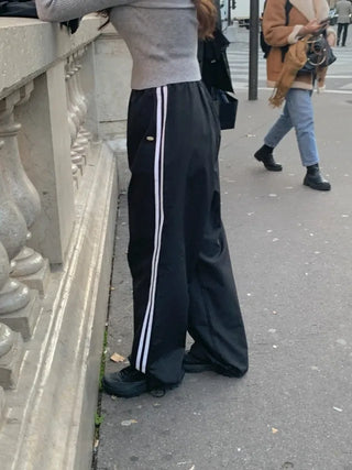 Wide-leg fleece-lined track pants