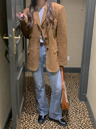 Oversized half-suede jacket