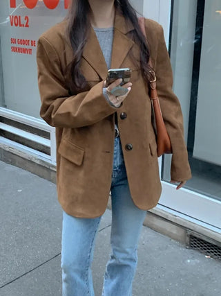 Oversized half-suede jacket