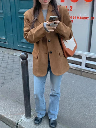 Oversized half-suede jacket