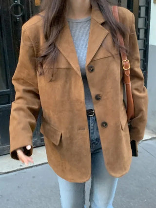 Oversized half-suede jacket