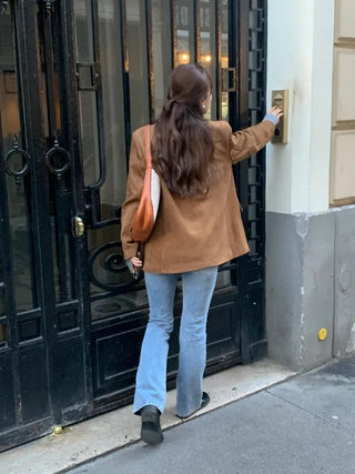 Oversized half-suede jacket