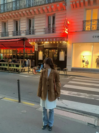 Oversized half-suede jacket