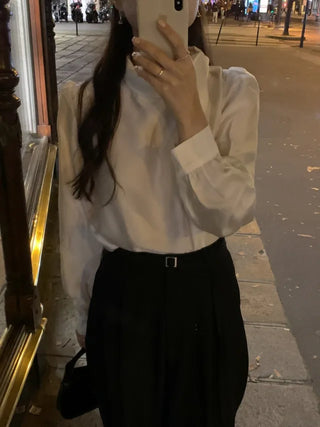 Ribbon scarf tie blouse