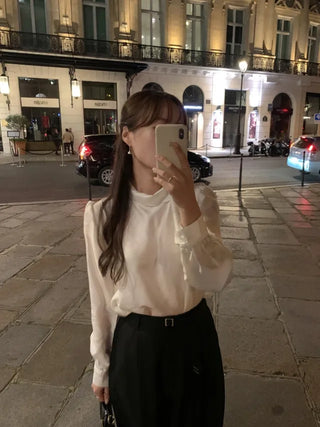 Ribbon scarf tie blouse