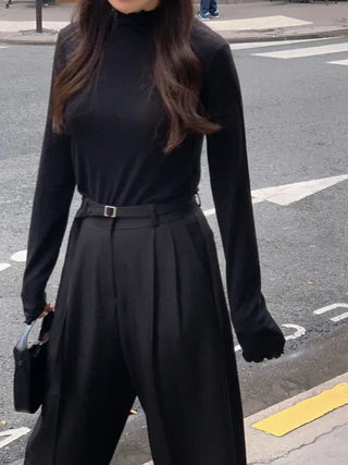 Spandex frill inner turtleneck