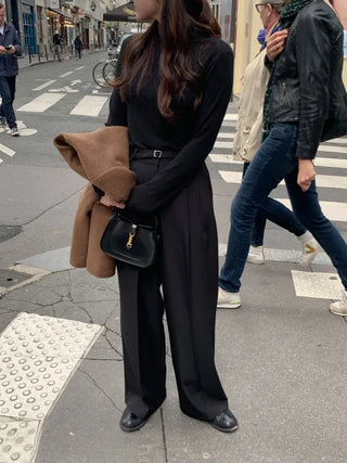 Spandex frill inner turtleneck