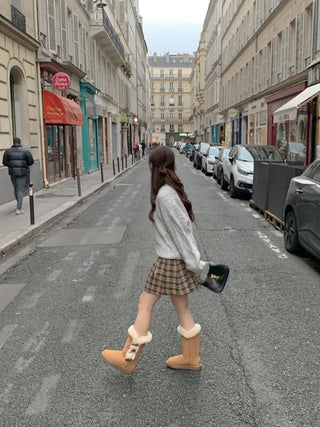Loose-fit wool twist cable knit sweater