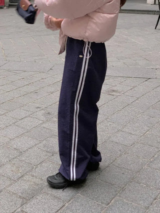 Wide-leg fleece-lined track pants