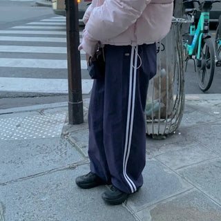 Wide-leg fleece-lined track pants