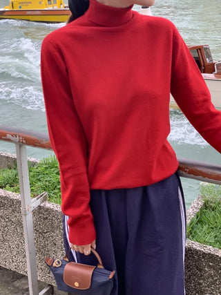 Whole Garment Cashmere Wool Turtleneck Knit