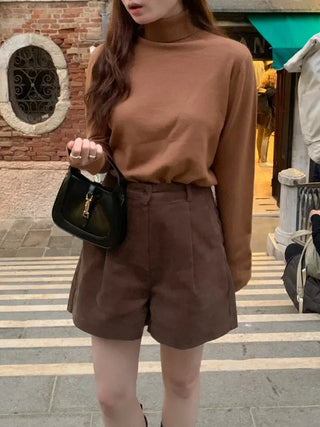 Whole Garment Cashmere Wool Turtleneck Knit