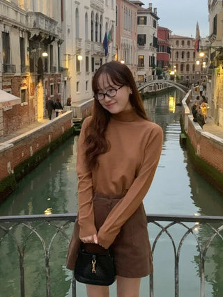 Whole Garment Cashmere Wool Turtleneck Knit