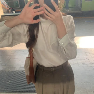 Ribbon scarf tie blouse