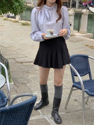 Ribbon scarf tie blouse