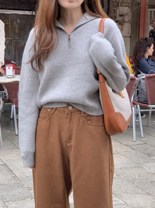 Sailor Wool Sailor Collar Half-Zip Knit