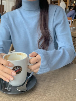 Whole Garment Cashmere Wool Turtleneck Knit