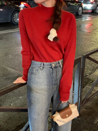 Whole Garment Cashmere Wool Turtleneck Knit