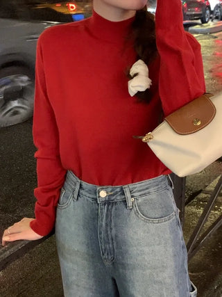 Whole Garment Cashmere Wool Turtleneck Knit