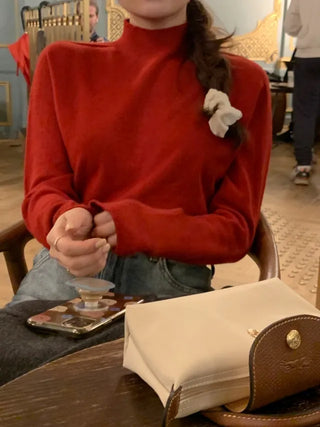 Whole Garment Cashmere Wool Turtleneck Knit